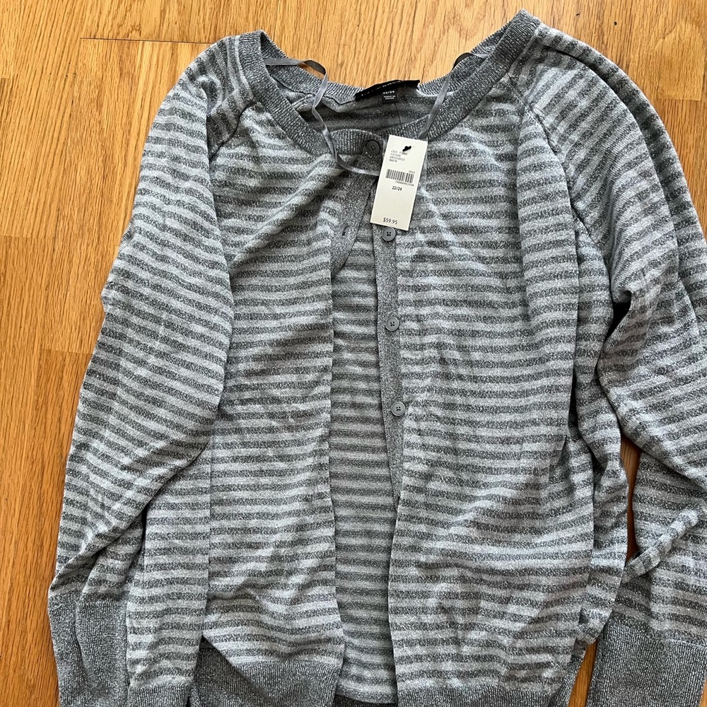 NWT Lane Bryant Silver striped cardigan 3XL